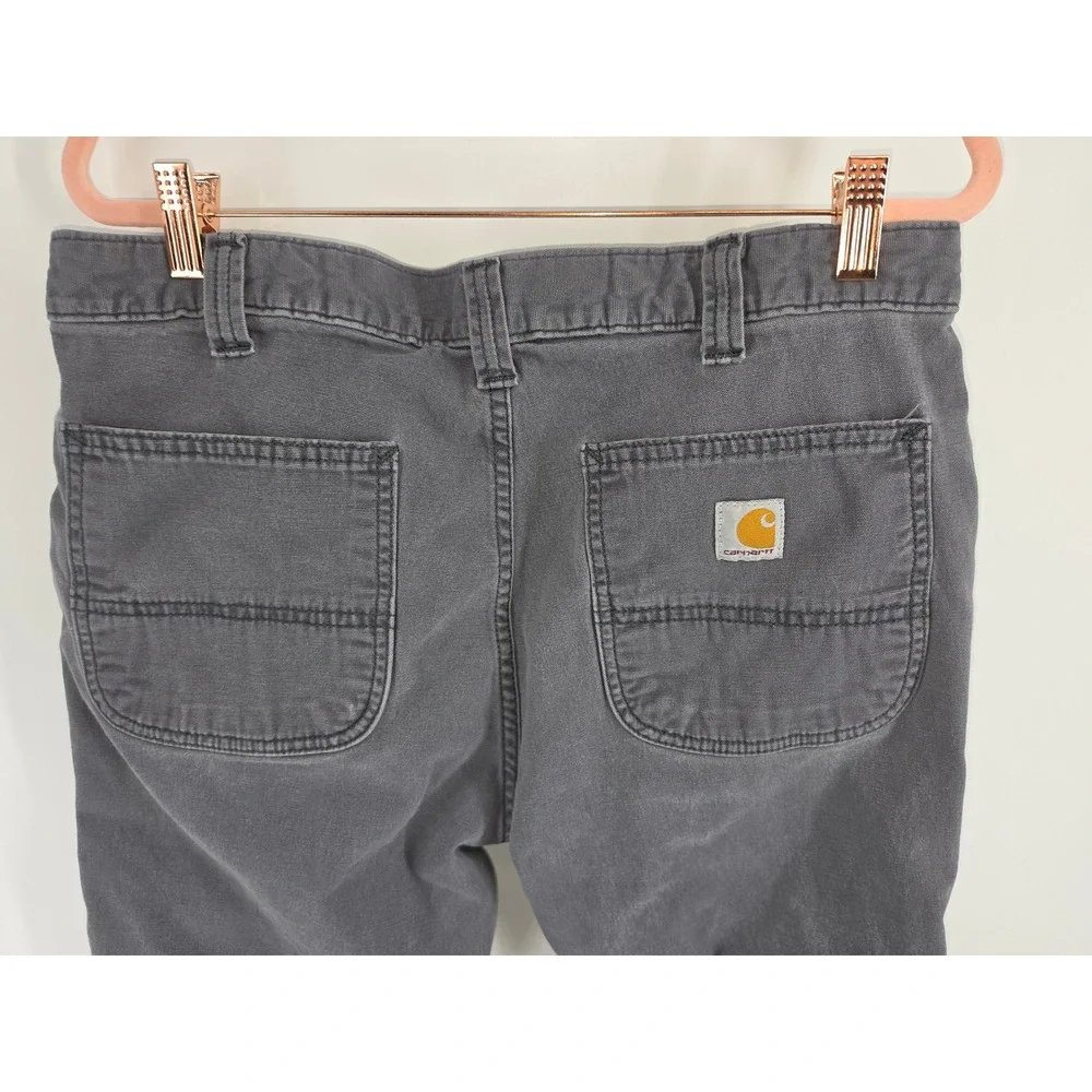 Carhartt Mens Straight Fit Gray Canvas Work Pants 34x30 Utility Trousers